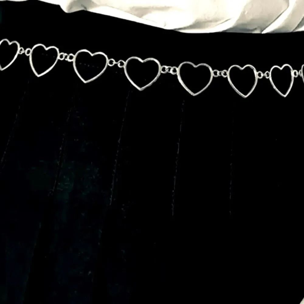 Silver Open Heart Adjustable Body Chain Waist Belt NEW